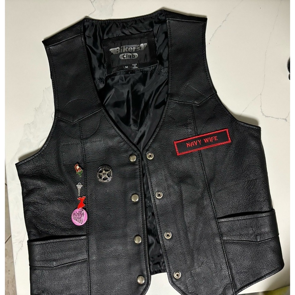 Leather women's biker vest size‎ Meduim